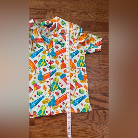 VTG 80s Ann May Silk Blouse Cocktail Button Up Short Sleeve Sz XS - Picture 8 of 11